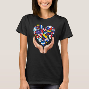 Camiseta Patrimônio Hispânico Mês Todos os Países Mãos Cora