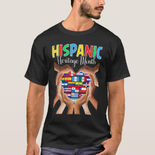 Camiseta Patrimônio Hispânico Mês Todos os Países Mãos Cora
