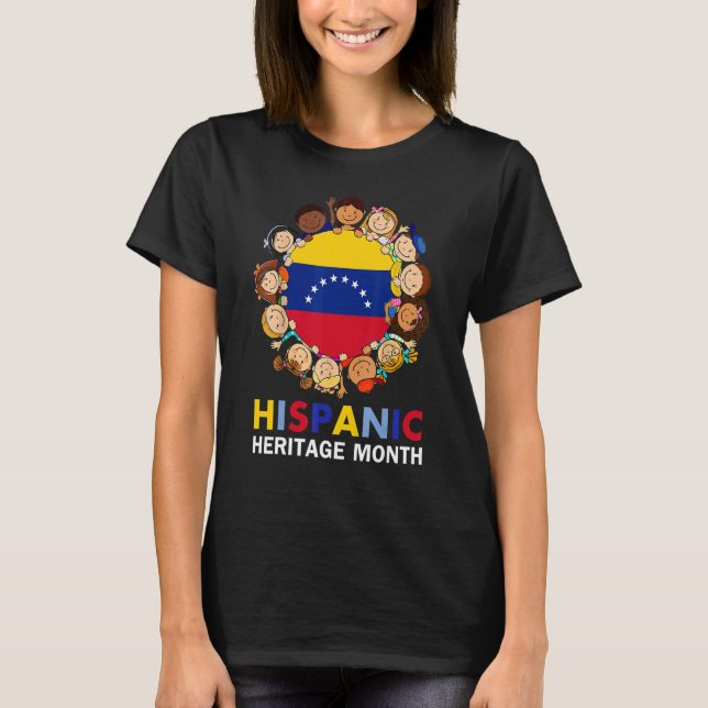 Camiseta Patrimônio Hispânico Mês Venezuela Flag Boy Girls  (Frente)