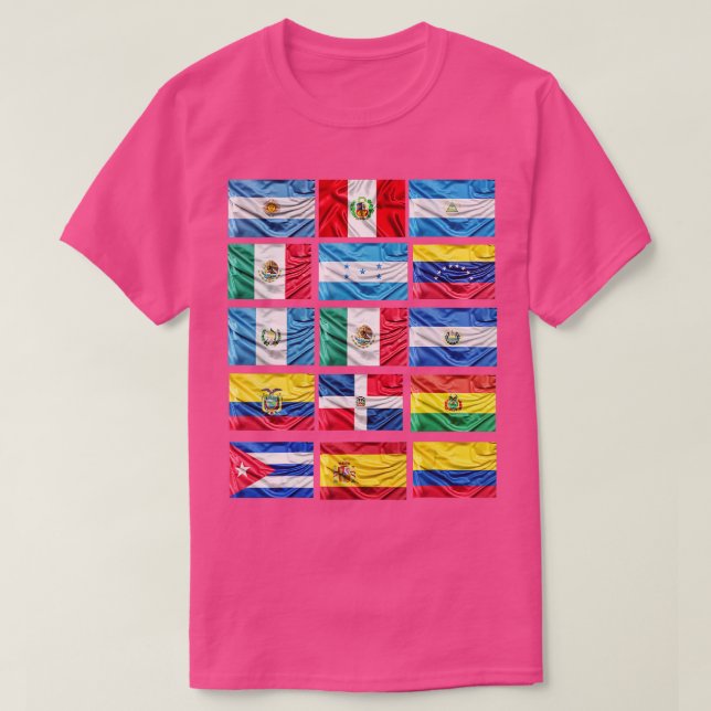 Camiseta Patrimônio Hispânico Orgulhoso Mês Todos os Países (Frente do Design)