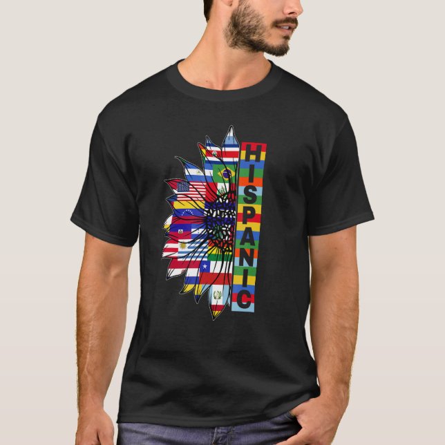 Camiseta Patrimônio Hispânico Países de Latino de Girassol (Frente)