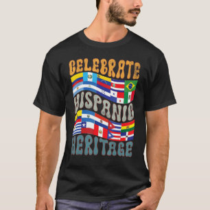 Camiseta Patrimônio Hispânico Retroativo Mês Latino Bandeir