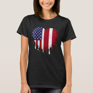 Camiseta Patrimônio Letão Americano Mês Letão Bandeira Hear
