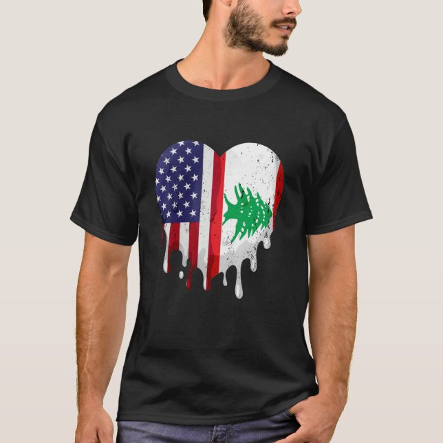 Camiseta Patrimônio Libanês Americano Mês Bandeira do Líban (Frente)