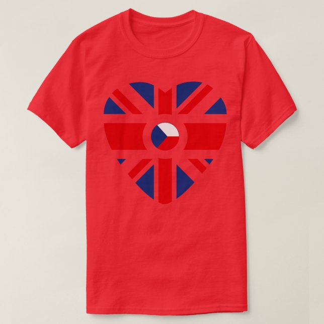 Camiseta Patrimônio Multinacional Checo Britânico Flag Hear (Frente do Design)