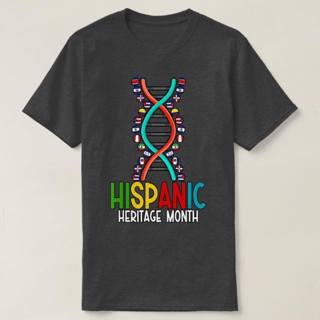 Camiseta Patrimônio Nacional Hispânico Mês Dna Latino Nação (Frente do Design)