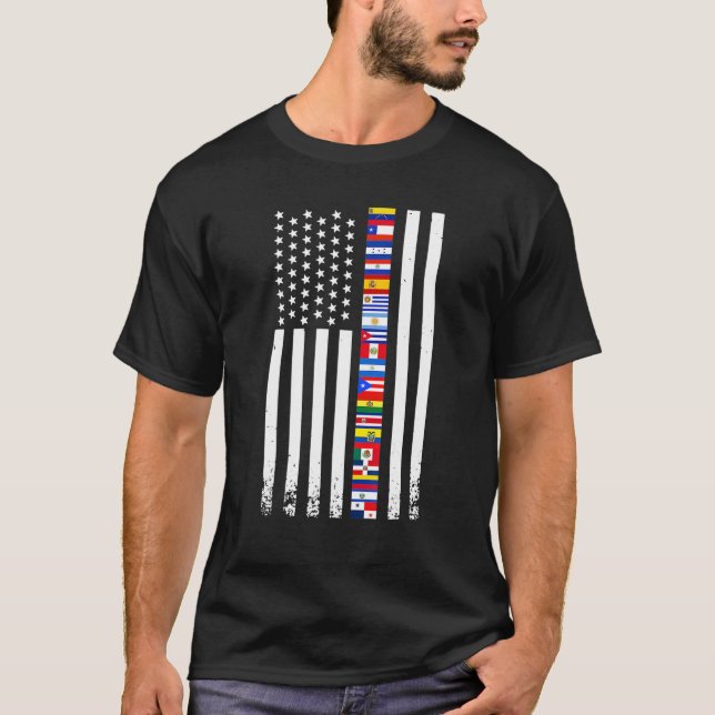 Camiseta Patrimônio Nacional Hispânico Mês Espanha Latina B (Frente)