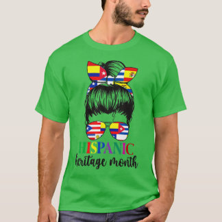 Camiseta Patrimônio Nacional Hispânico Mês Latino Bandeiras