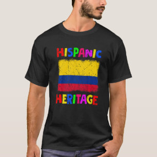 Camiseta Patrimônio Nacional Hispânico Mês Latino Colômbia 