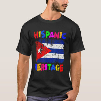 Camiseta Patrimônio Nacional Hispânico Mês Latino Cuba Band