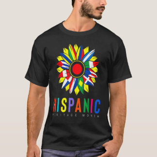 Camiseta Patrimônio Nacional Hispânico Mês Latino Flagres S