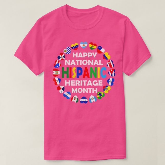 Camiseta Patrimônio Nacional Hispânico Mês Latino Todos os  (Frente do Design)