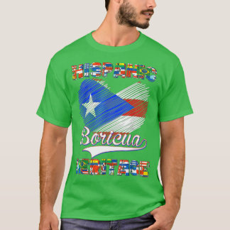 Camiseta Patrimônio Nacional Hispânico Mês Porto Rico Bande