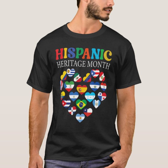 Camiseta Patrimônio Nacional Hispânico mês Todos os Países  (Frente)