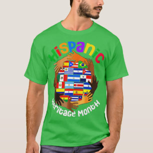 Camiseta Patrimônio Nacional Hispânico Mês Todos os Países