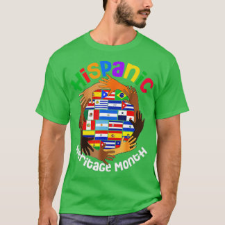 Camiseta Patrimônio Nacional Hispânico Mês Todos os Países