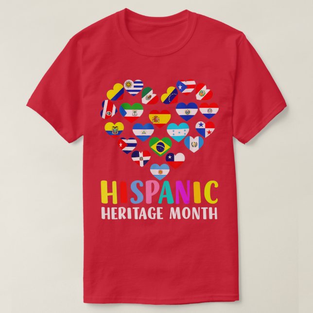 Camiseta Patrimônio Nacional Hispânico mês Todos os Países  (Frente do Design)