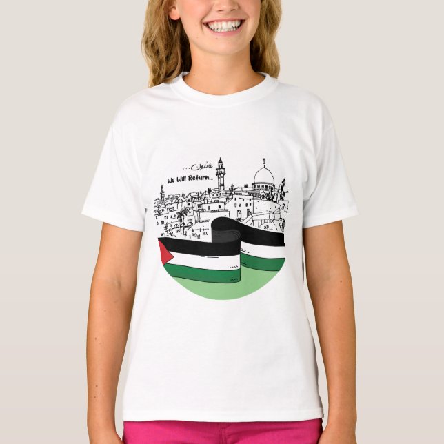 Camiseta Patrimônio Palestiniano e Esperança: Voltaremos (Frente)