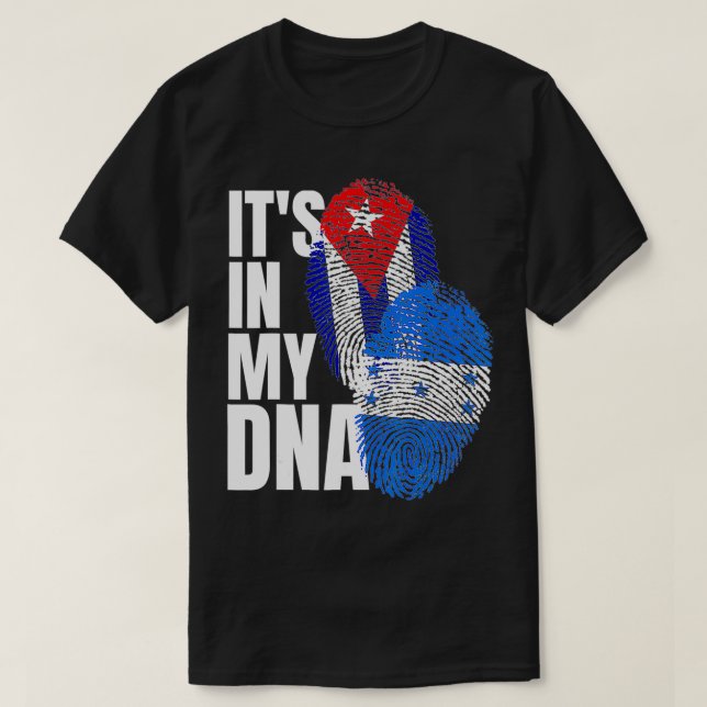 Camiseta Patrimônio Patrimônio Mi Da Bandeira De DNA Cubano (Frente do Design)