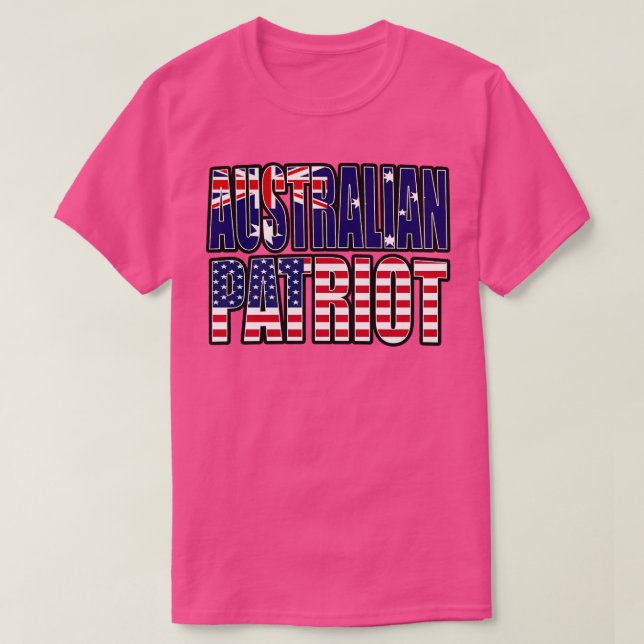 Camiseta Patrimônio Patriótico Americano Australiano de Pat (Frente do Design)