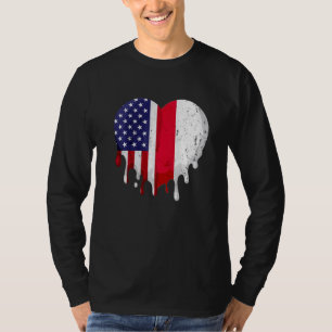 Camiseta Patrimônio Polonês Americano Polônia Flag Heart P
