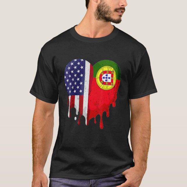 Camiseta Patrimônio Português Americano Mês Portugal Bandei (Frente)
