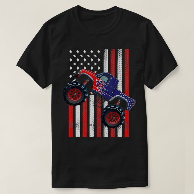 Camiseta Patrio, 4 De Julho, Monstro Americano De Bandeiras (Frente do Design)