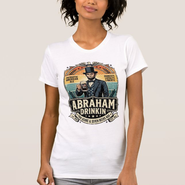 Camiseta Pátrio Abraham Bebendo Retrô Desgastado (Frente)