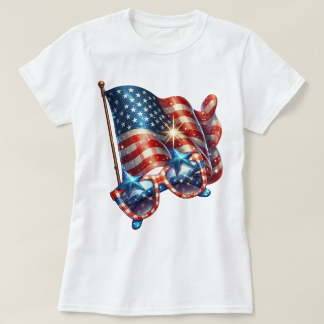 Camiseta Patriot Gingham Art (Frente do Design)