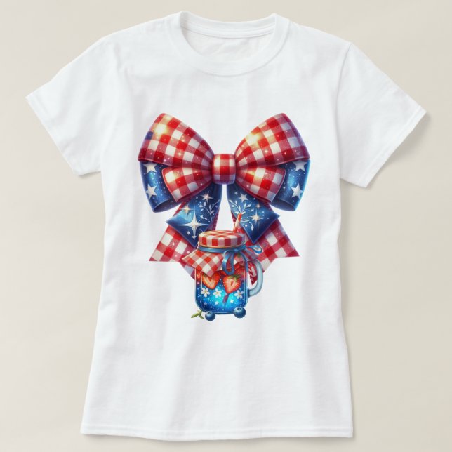 Camiseta Patriot Gingham Art (Frente do Design)
