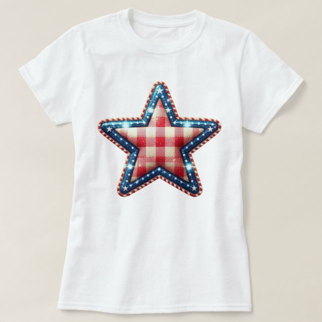 Camiseta Patriot Gingham Art (Frente do Design)