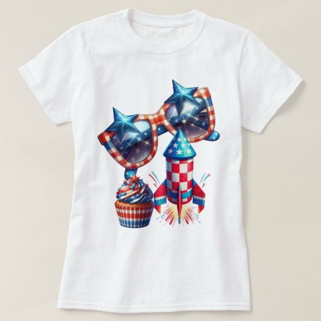 Camiseta Patriot Gingham Art (Frente do Design)