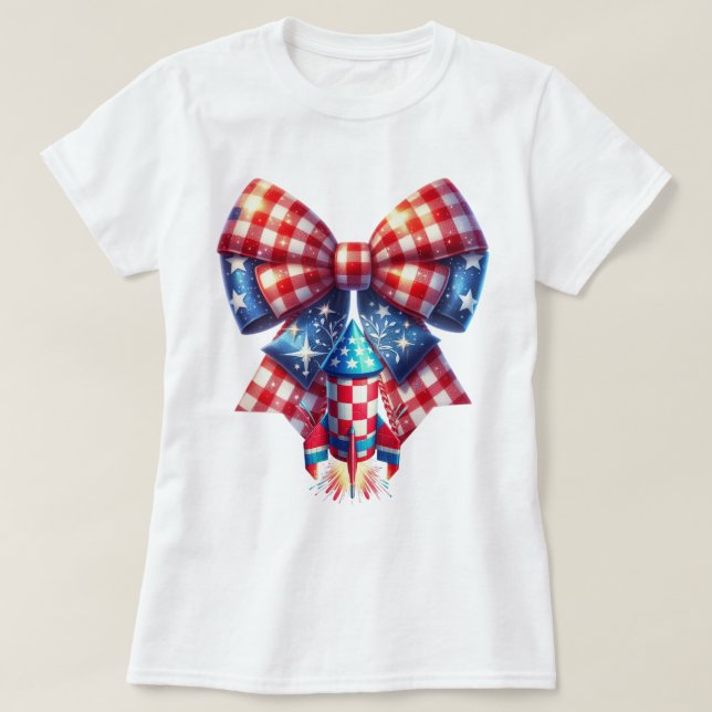 Camiseta Patriot Gingham Art (Frente do Design)