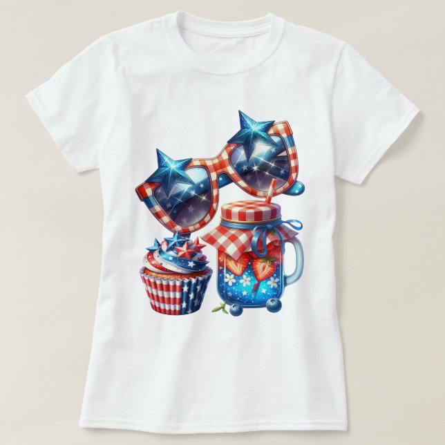 Camiseta Patriot Gingham Art (Frente do Design)