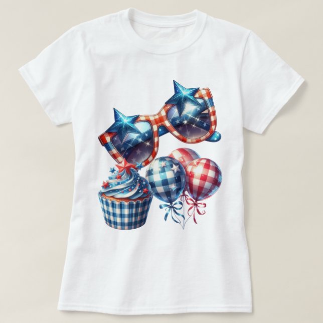 Camiseta Patriot Gingham Art (Frente do Design)