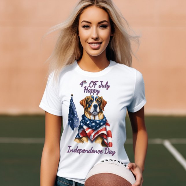 Camiseta Patriot Pup no Dia da Independência de Estrelas e  (Criador carregado)
