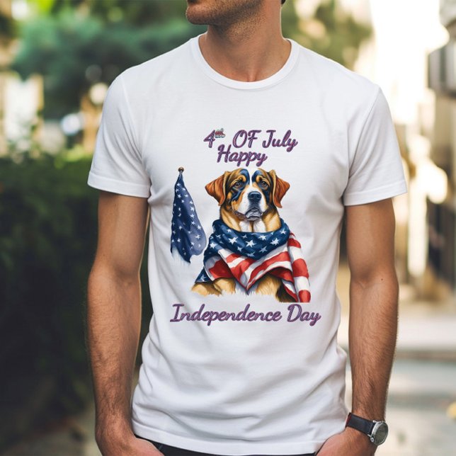 Camiseta Patriot Pup no Dia da Independência de Estrelas e  (Criador carregado)