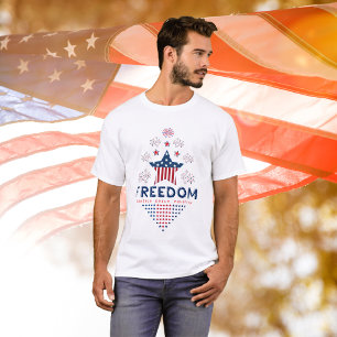 Camiseta Patriot Red Blue Freedom USA Flag Star Família