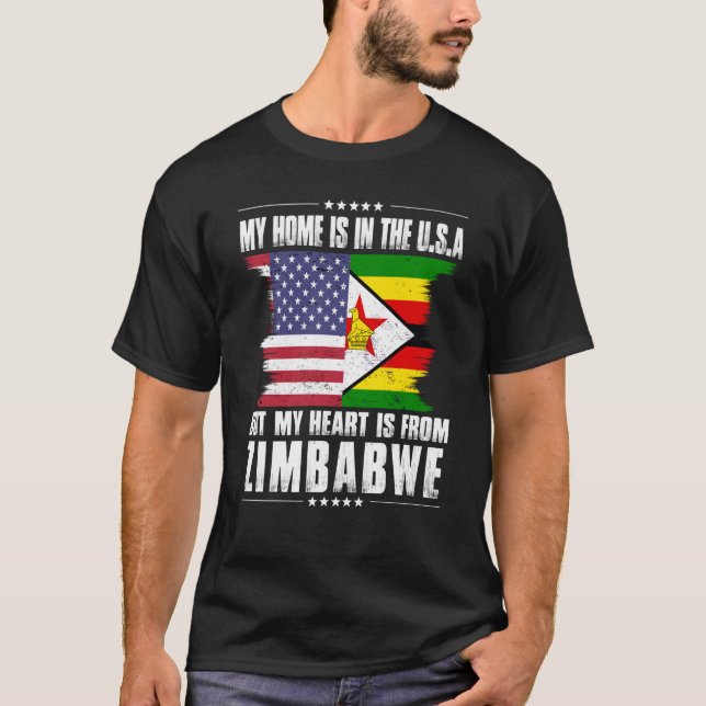 Camiseta Patriota Americano do Zimbábue cresceu Orgulhoso C (Frente)