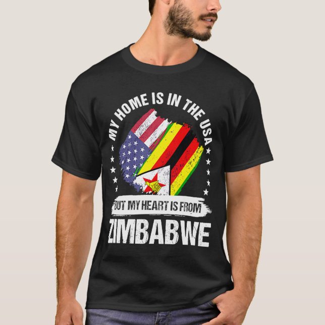 Camiseta Patriota Americano do Zimbábue cresceu Orgulhoso M (Frente)