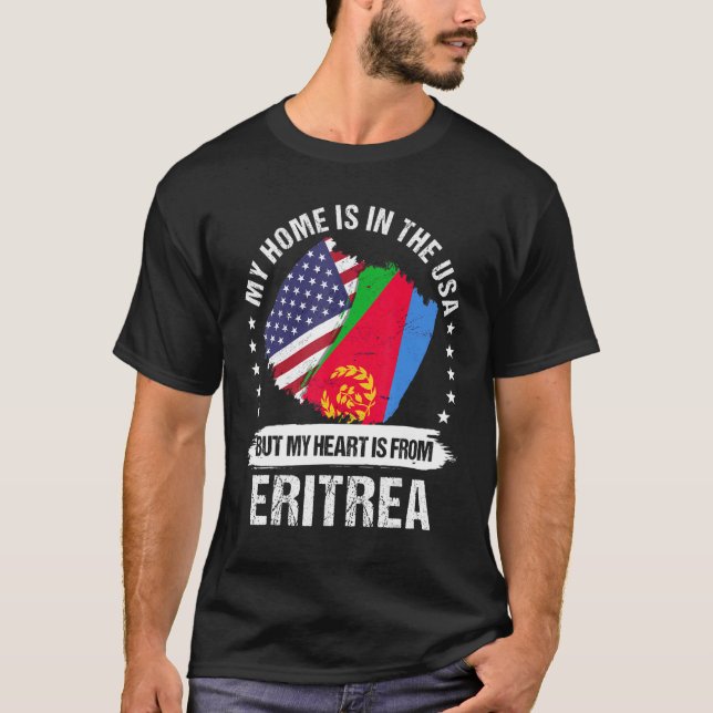 Camiseta Patriota Americano Eritreia Bandeira Americana Ro  (Frente)