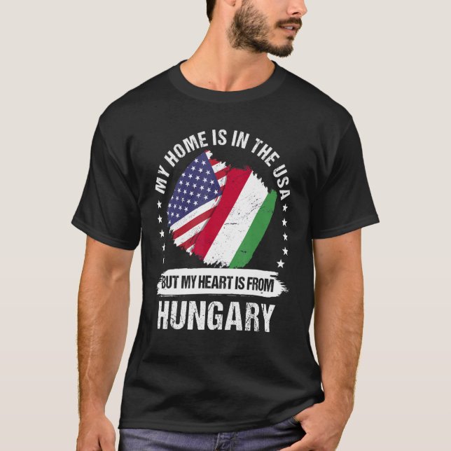 Camiseta Patriota Americano Hungria Bandeira Húngara Americ (Frente)