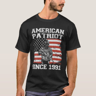 Camiseta Patriota Americano Mens desde 1991 Patriotismo Ame