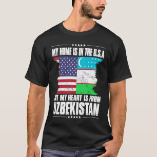 Camiseta Patriota Americano Uzbeque Crescido Orgulhoso Casa