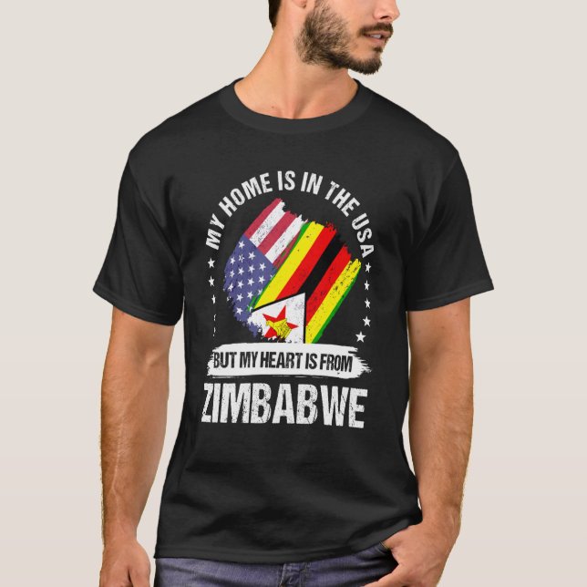 Camiseta Patriota Americano Zimbabuano Criado Orgulhoso Meu (Frente)