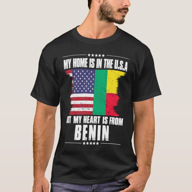 Camiseta Patriota Beninês Americano cresceu Orgulhoso em Ca (Frente)