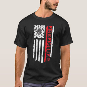 Camiseta Patriota Bombeiro Americano Flag Thin Red Line Pa