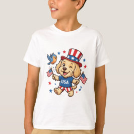 Camiseta Patriota Cachorrinho EUA Dia da Independência