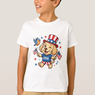 Camiseta Patriota Cachorrinho EUA Dia da Independência