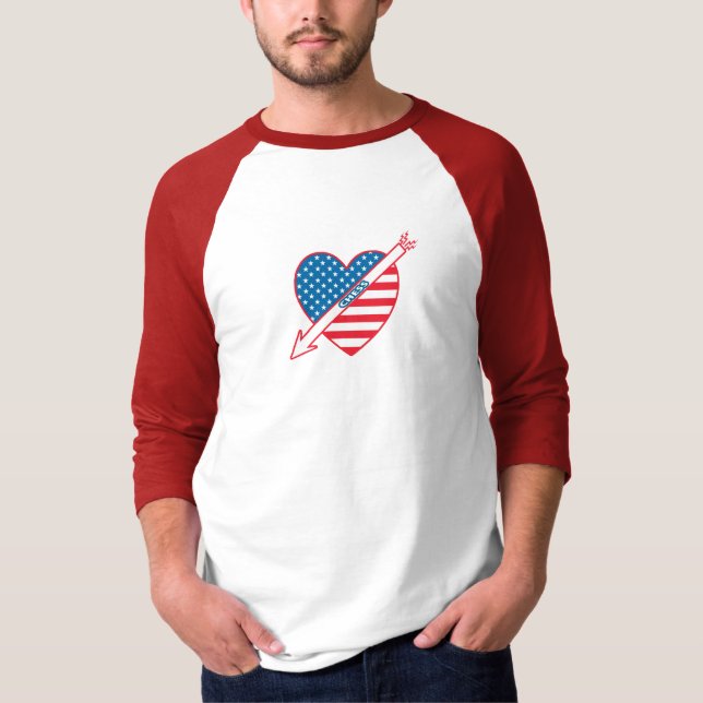 Camiseta Patriota da xadrez do coração (Frente)